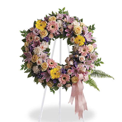 Purple & Yellow Sympathy Wreath