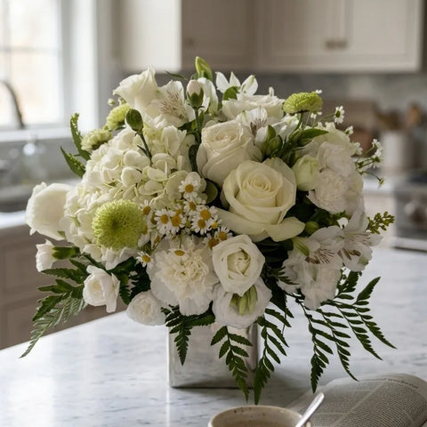 White Garden Vase - alternate view