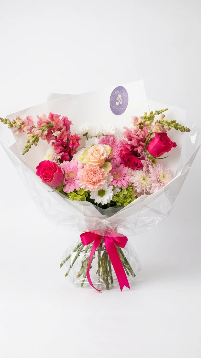 Hand-tied blush rose bouquet for prom pickup and local delivery in Newmarket and Aurora