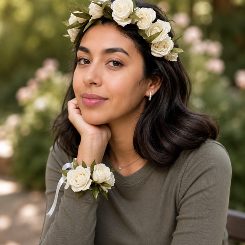 Adult White Rose Crown - alternate view