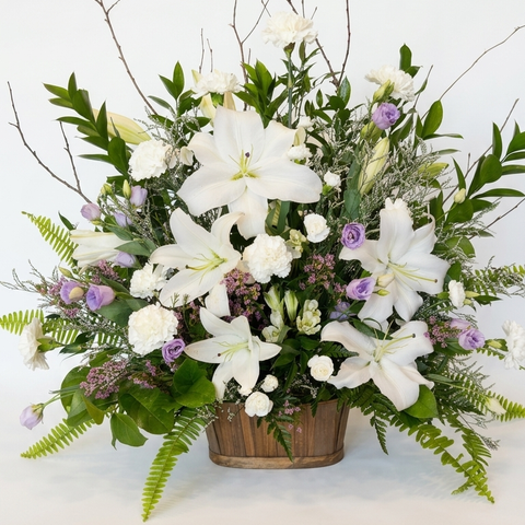 White Lily Sympathy Basket