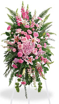 All Pink Standing Spray, hand-arranged by Florent Floral for same-day sympathy flower delivery in Newmarket Ontario