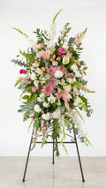 Green & Pink Standing Spray viewed from another angle, sympathy delivery Newmarket Ontario