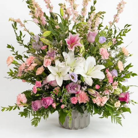 Grand Mixed Bloom Tribute viewed from another angle, sympathy delivery Newmarket Ontario