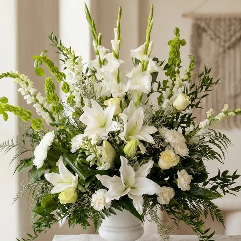 Large White Sympathy Arrangement - alternate view