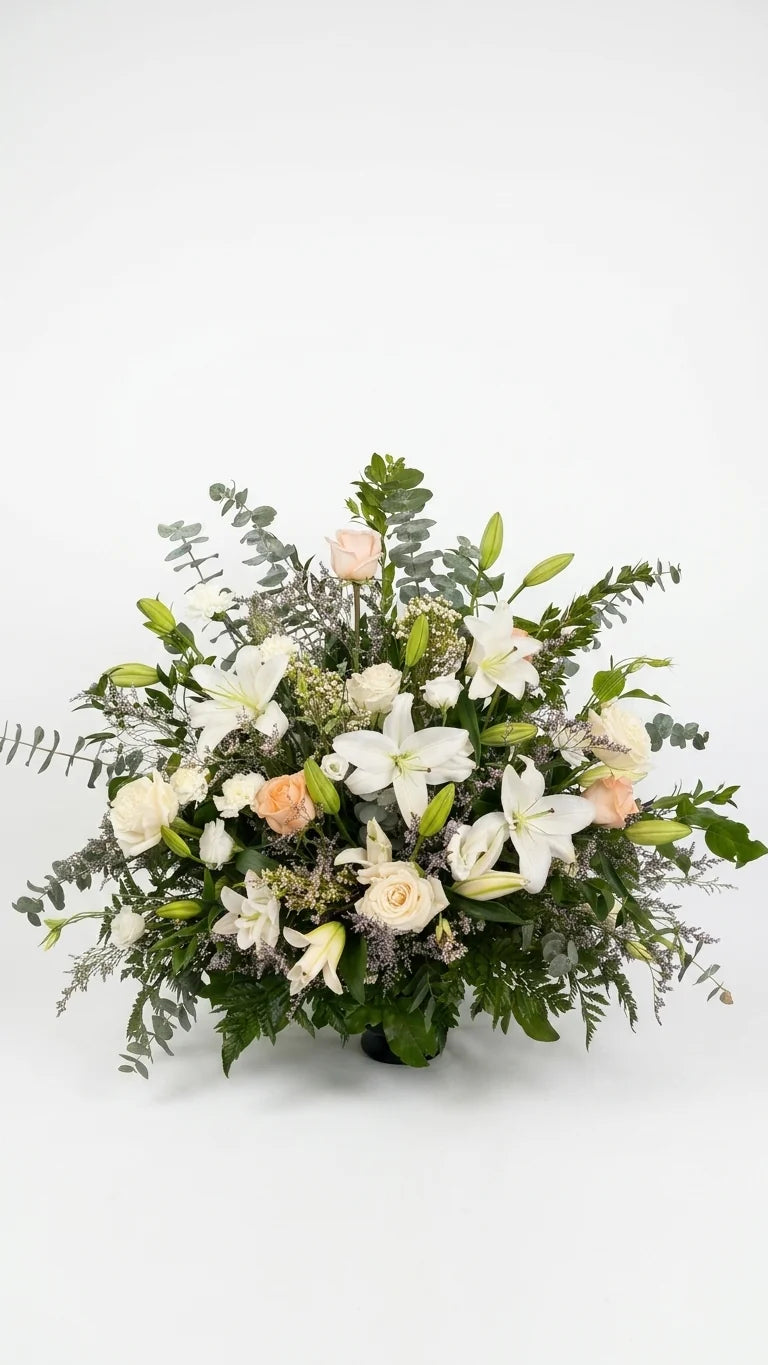 Mixed Pastel Tribute Arrangement, hand-arranged by Florent Floral for same-day sympathy flower delivery in Newmarket Ontario