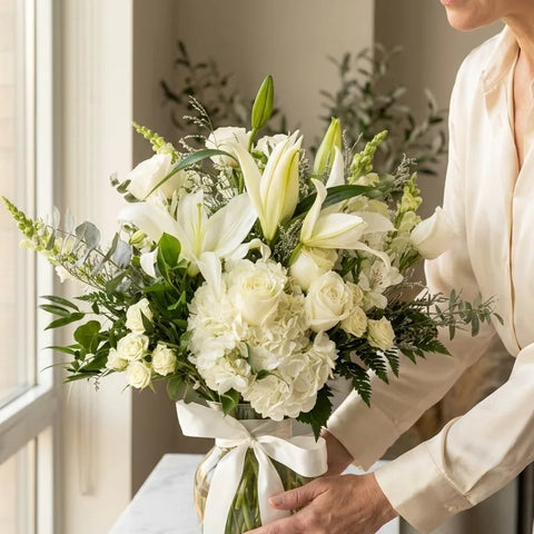 White Lily Tribute Arrangement - alternate view